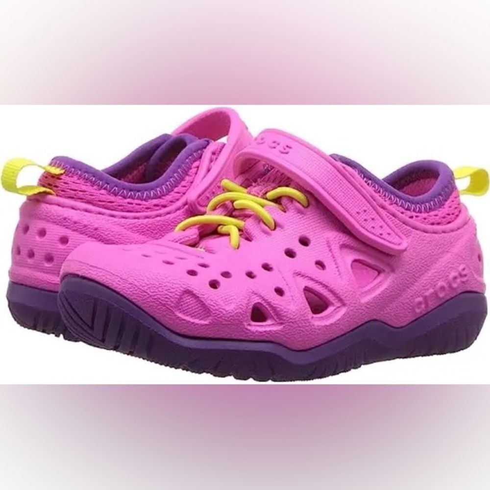 NWT New CROCS Swiftwater Play Land to Water Shoes Neon Magenta Pink Purple 1